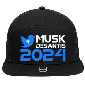 Musk Desantis 2024 Election 7 Panel Mesh Trucker Snapback Hat