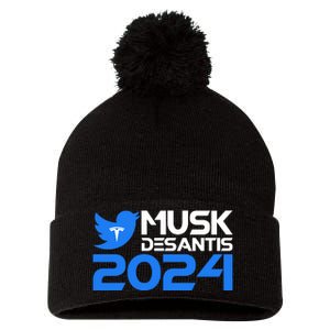 Musk Desantis 2024 Election Pom Pom 12in Knit Beanie