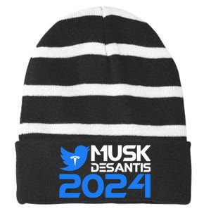 Musk Desantis 2024 Election Striped Beanie with Solid Band