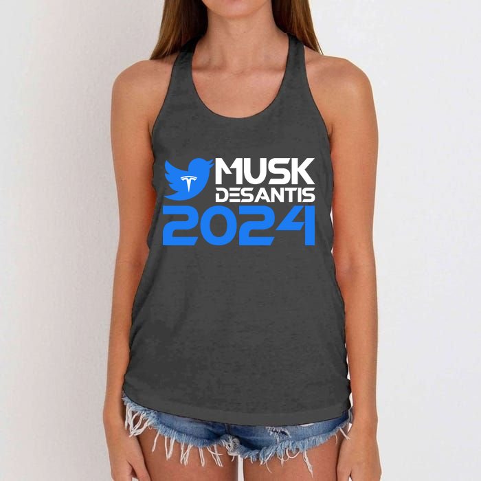 Musk Desantis 2024 Election Women's Knotted Racerback Tank