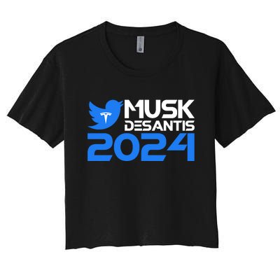 Musk Desantis 2024 Election Women's Crop Top Tee