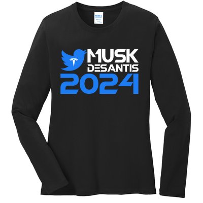 Musk Desantis 2024 Election Ladies Long Sleeve Shirt