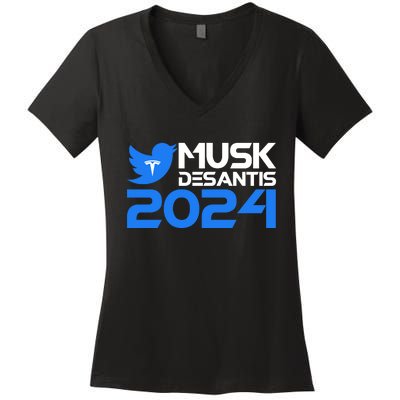 Musk Desantis 2024 Election Women's V-Neck T-Shirt