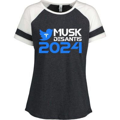 Musk Desantis 2024 Election Enza Ladies Jersey Colorblock Tee