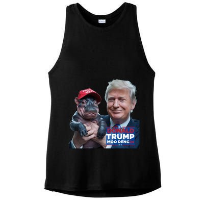 Moo Deng Trump And The HippoS Campaign Journey Ladies PosiCharge Tri-Blend Wicking Tank
