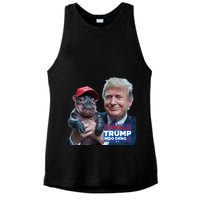 Moo Deng Trump And The HippoS Campaign Journey Ladies PosiCharge Tri-Blend Wicking Tank