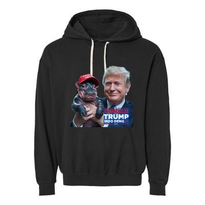 Moo Deng Trump And The HippoS Campaign Journey Garment-Dyed Fleece Hoodie