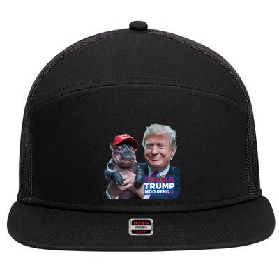 Moo Deng Trump And The HippoS Campaign Journey 7 Panel Mesh Trucker Snapback Hat
