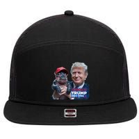 Moo Deng Trump And The HippoS Campaign Journey 7 Panel Mesh Trucker Snapback Hat