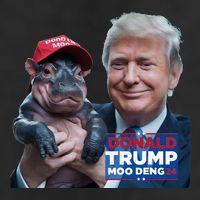 Moo Deng Trump And The HippoS Campaign Journey 7 Panel Mesh Trucker Snapback Hat