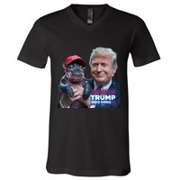 Moo Deng Trump And The HippoS Campaign Journey V-Neck T-Shirt
