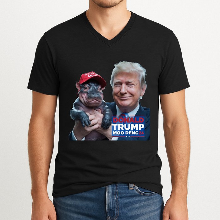 Moo Deng Trump And The HippoS Campaign Journey V-Neck T-Shirt