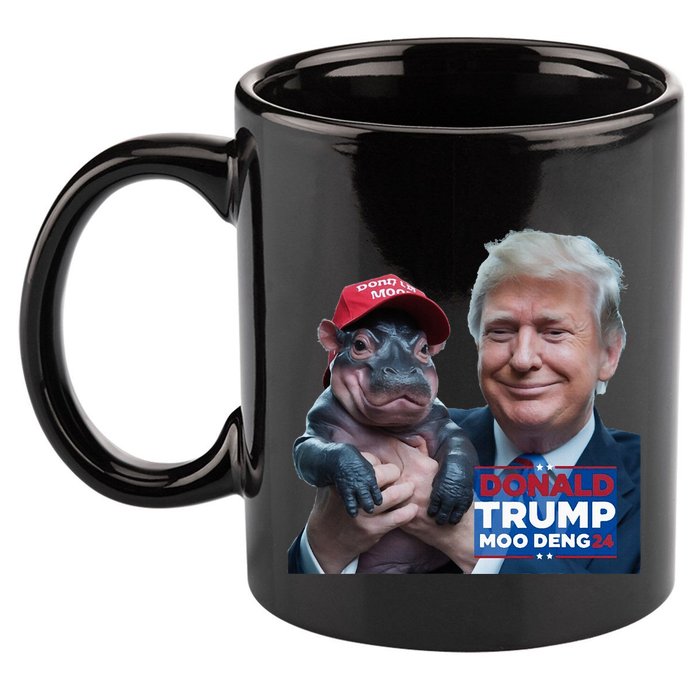 Moo Deng Trump And The HippoS Campaign Journey 11oz C Handle Ceramic Mug