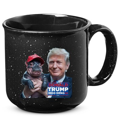 Moo Deng Trump And The HippoS Campaign Journey 15oz Campfire Ceramic Mug