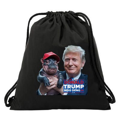 Moo Deng Trump And The HippoS Campaign Journey Drawstring Bag
