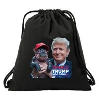 Moo Deng Trump And The HippoS Campaign Journey Drawstring Bag