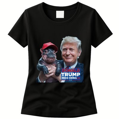 Moo Deng Trump And The HippoS Campaign Journey Womens T-Shirt