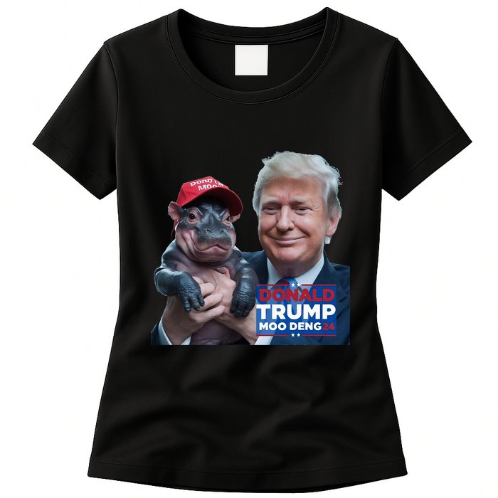 Moo Deng Trump And The HippoS Campaign Journey Womens T-Shirt