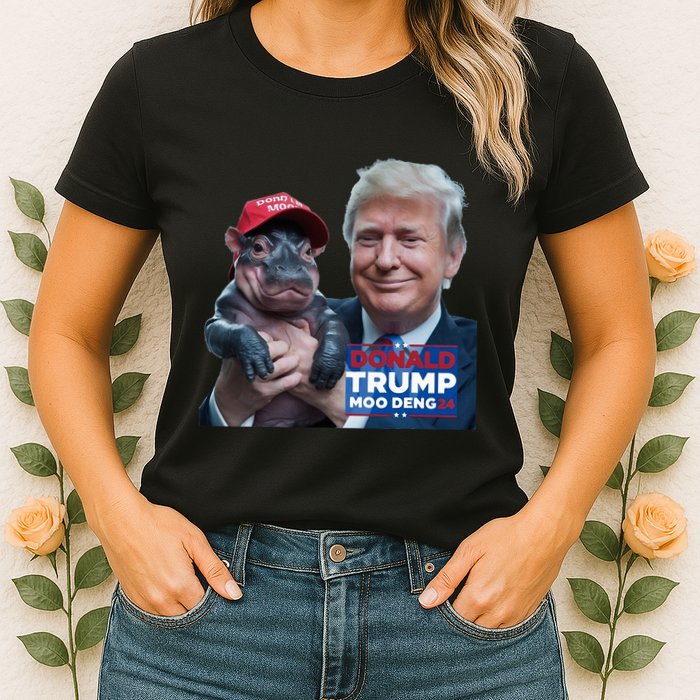 Moo Deng Trump And The HippoS Campaign Journey Womens T-Shirt