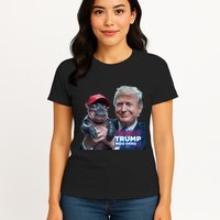 Moo Deng Trump And The HippoS Campaign Journey Womens T-Shirt