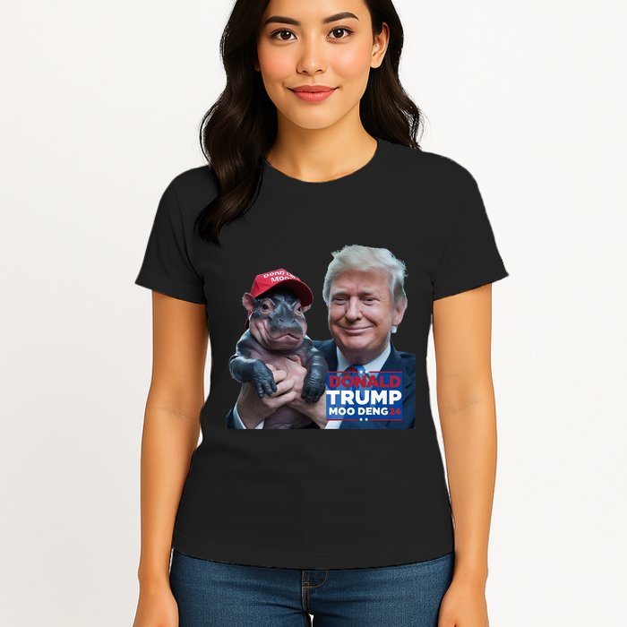 Moo Deng Trump And The HippoS Campaign Journey Womens T-Shirt