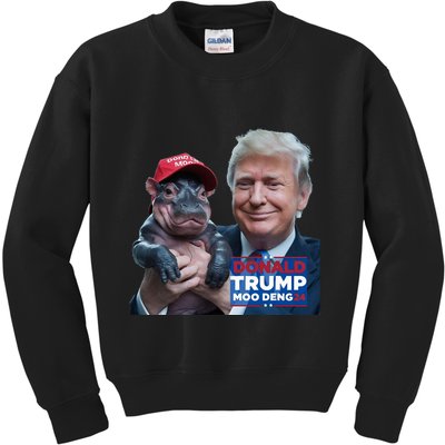 Moo Deng Trump And The HippoS Campaign Journey Kids Sweatshirt