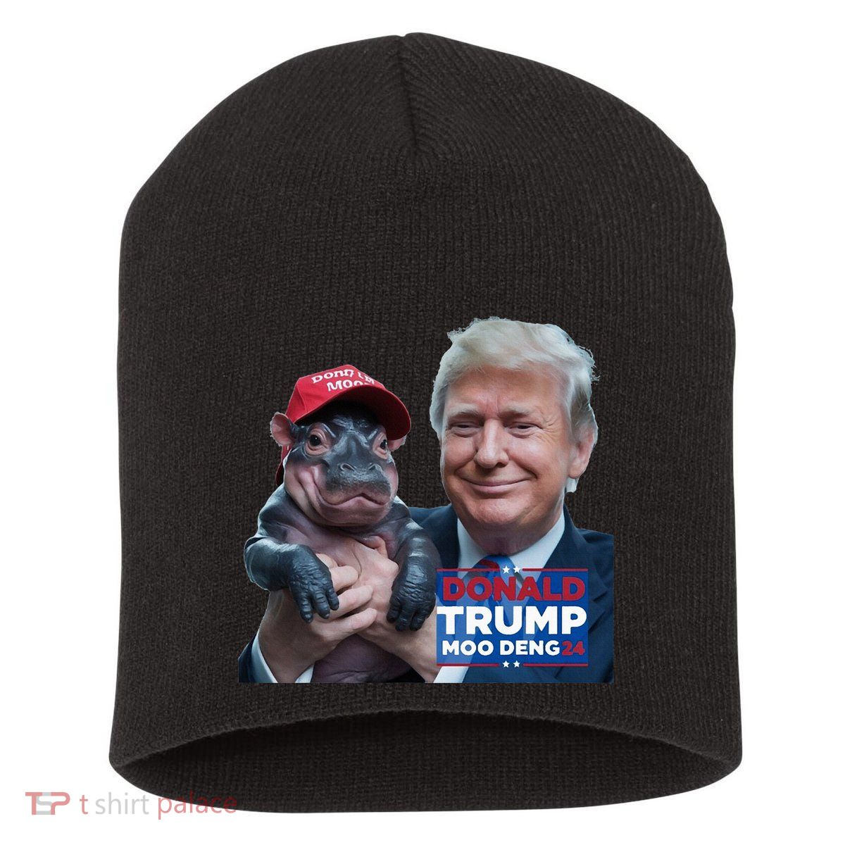 Moo Deng Trump And The HippoS Campaign Journey Short Acrylic Beanie
