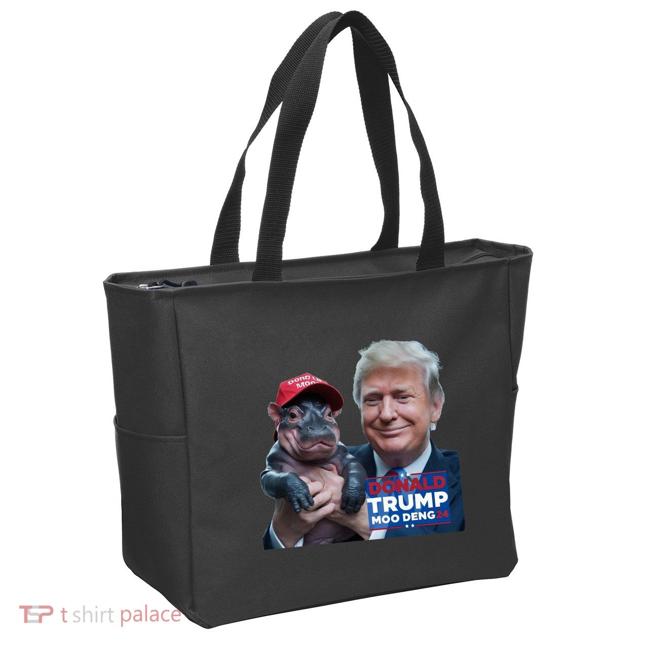 Moo Deng Trump And The HippoS Campaign Journey Zip Tote Bag