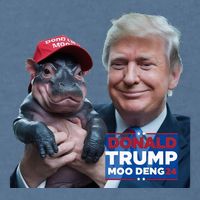 Moo Deng Trump And The HippoS Campaign Journey Garment-Dyed Sweatshirt
