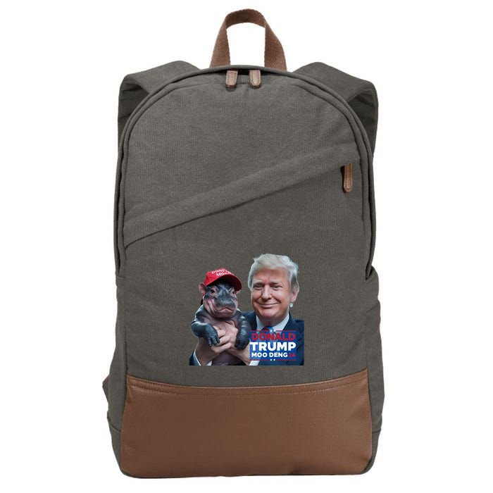Moo Deng Trump And The HippoS Campaign Journey Cotton Canvas Backpack