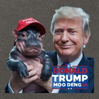 Moo Deng Trump And The HippoS Campaign Journey Cotton Canvas Backpack