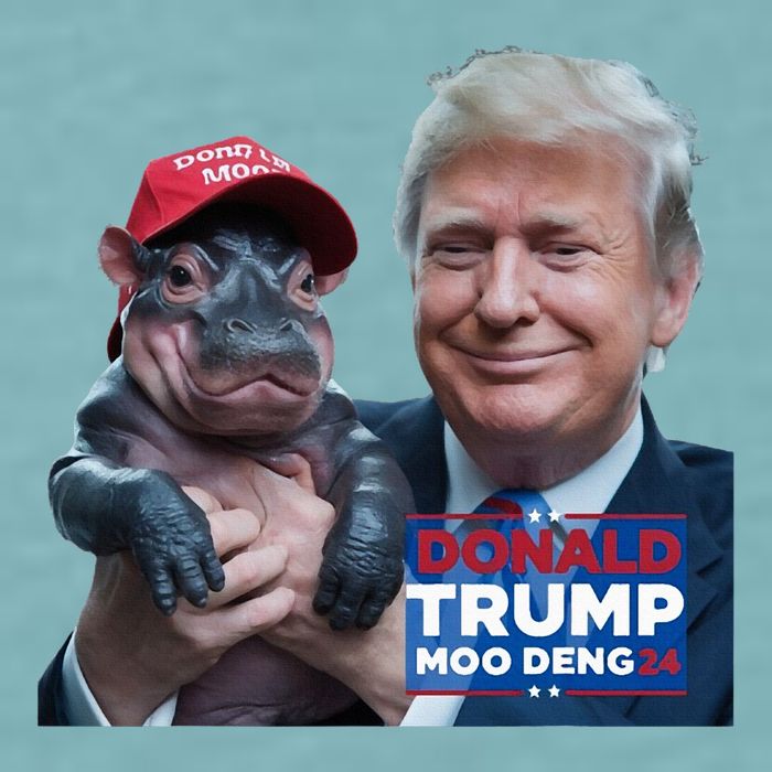 Moo Deng Trump And The HippoS Campaign Journey Sueded Cloud Jersey T-Shirt