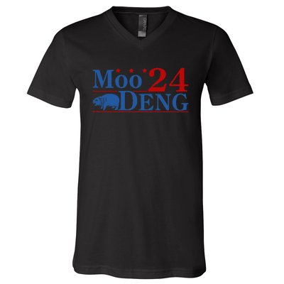 Moo Deng 2024 Moo Deng Moo Deng Cute Baby Hippo V-Neck T-Shirt