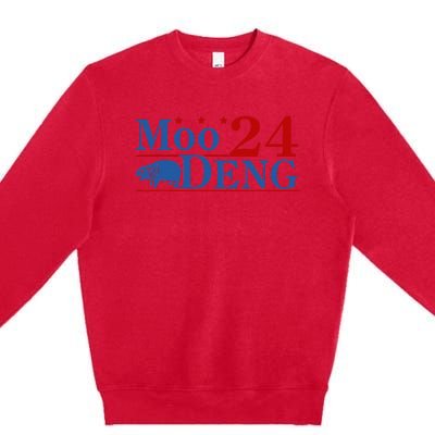 Moo Deng 2024 Moo Deng Moo Deng Cute Baby Hippo Premium Crewneck Sweatshirt