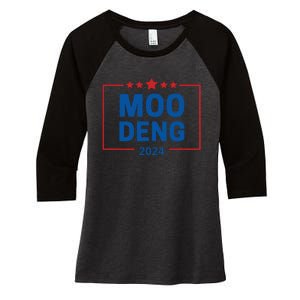 Moo Deng 2024 Women's Tri-Blend 3/4-Sleeve Raglan Shirt