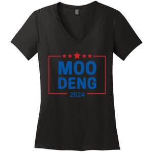 Moo Deng 2024 Women's V-Neck T-Shirt