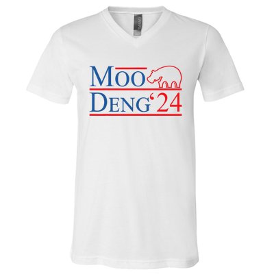 Moo Deng 2024 Moo Deng Moo Deng Cute Baby Hippo V-Neck T-Shirt