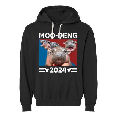 Moo Deng 2024 For President Garment-Dyed Fleece Hoodie