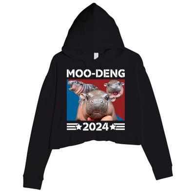 Moo Deng 2024 For President Crop Fleece Hoodie