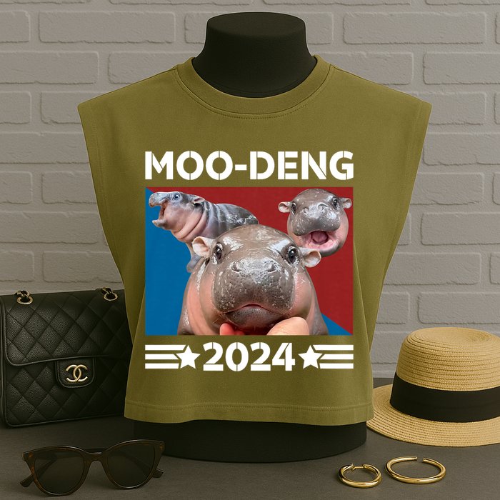 Moo Deng 2024 For President Garment-Dyed Women's Muscle Tee