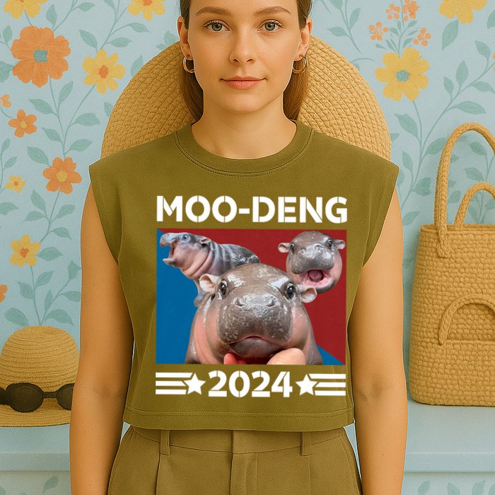 Moo Deng 2024 For President Garment-Dyed Women's Muscle Tee