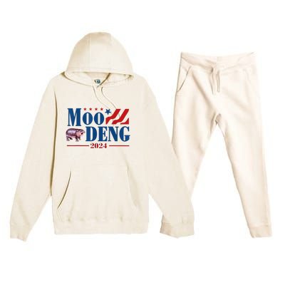 Moo Deng 2024 Moo Deng Moo Deng Cute Baby Hippo Premium Hooded Sweatsuit Set