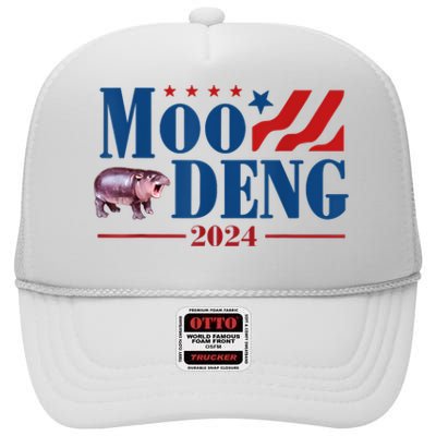 Moo Deng 2024 Moo Deng Moo Deng Cute Baby Hippo High Crown Mesh Back Trucker Hat