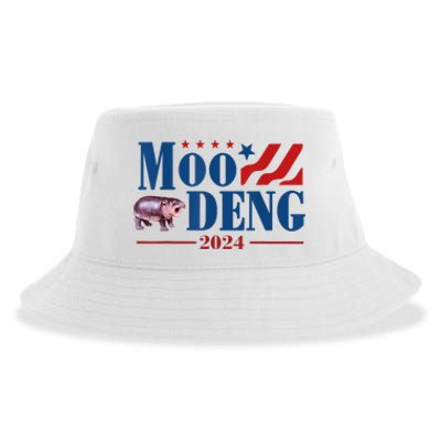 Moo Deng 2024 Moo Deng Moo Deng Cute Baby Hippo Sustainable Bucket Hat