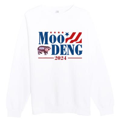 Moo Deng 2024 Moo Deng Moo Deng Cute Baby Hippo Premium Crewneck Sweatshirt