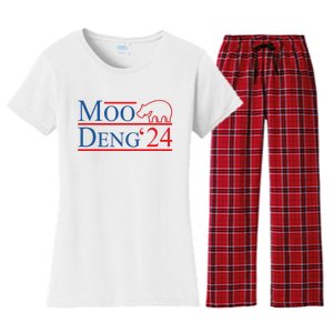 Moo Deng 2024 Moo Deng Moo Deng Cute Baby Hippo Women's Flannel Pajama Set