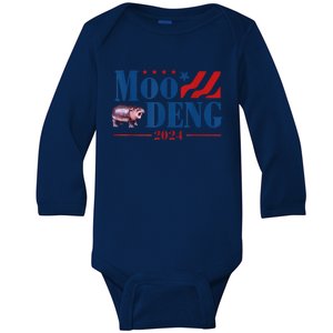 Moo Deng 2024 Moo Deng Moo Deng Cute Baby Hippo Baby Long Sleeve Bodysuit