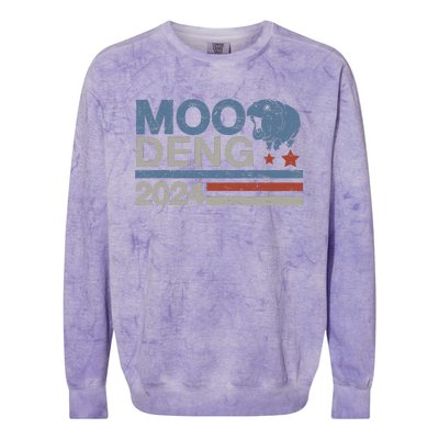 Moo Deng 24 Bouncy Pig Hippo Hippopotamus Colorblast Crewneck Sweatshirt