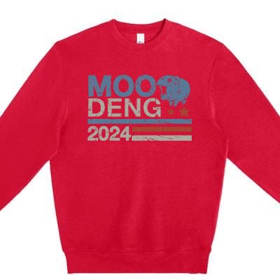 Moo Deng 24 Bouncy Pig Hippo Hippopotamus Premium Crewneck Sweatshirt