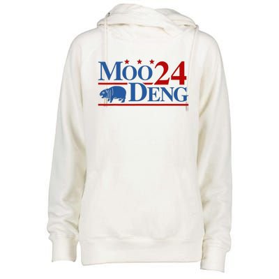 Moo Deng 2024 Moo Deng Moo Deng Cute Baby Hippo Womens Funnel Neck Pullover Hood